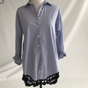 Zara Woman’s Pinstripe Tassel Shirt